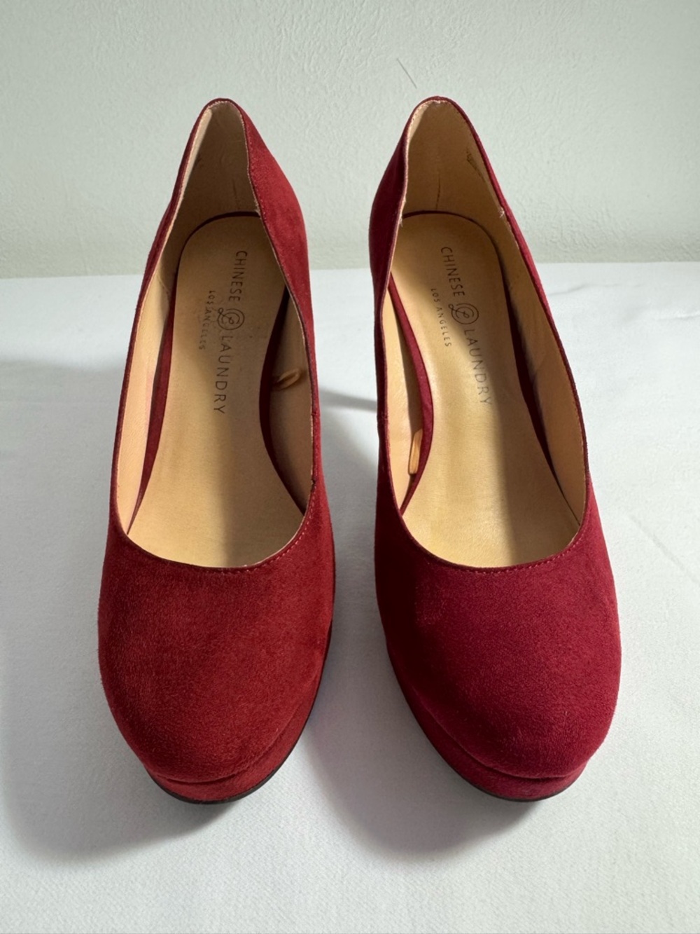 Chinese Laundry Burgundy/Red Faux Suede Platform Pumps Size 8M